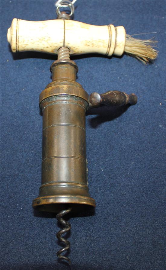 A Victorian Thomason type barrel corkscrew, 4in.